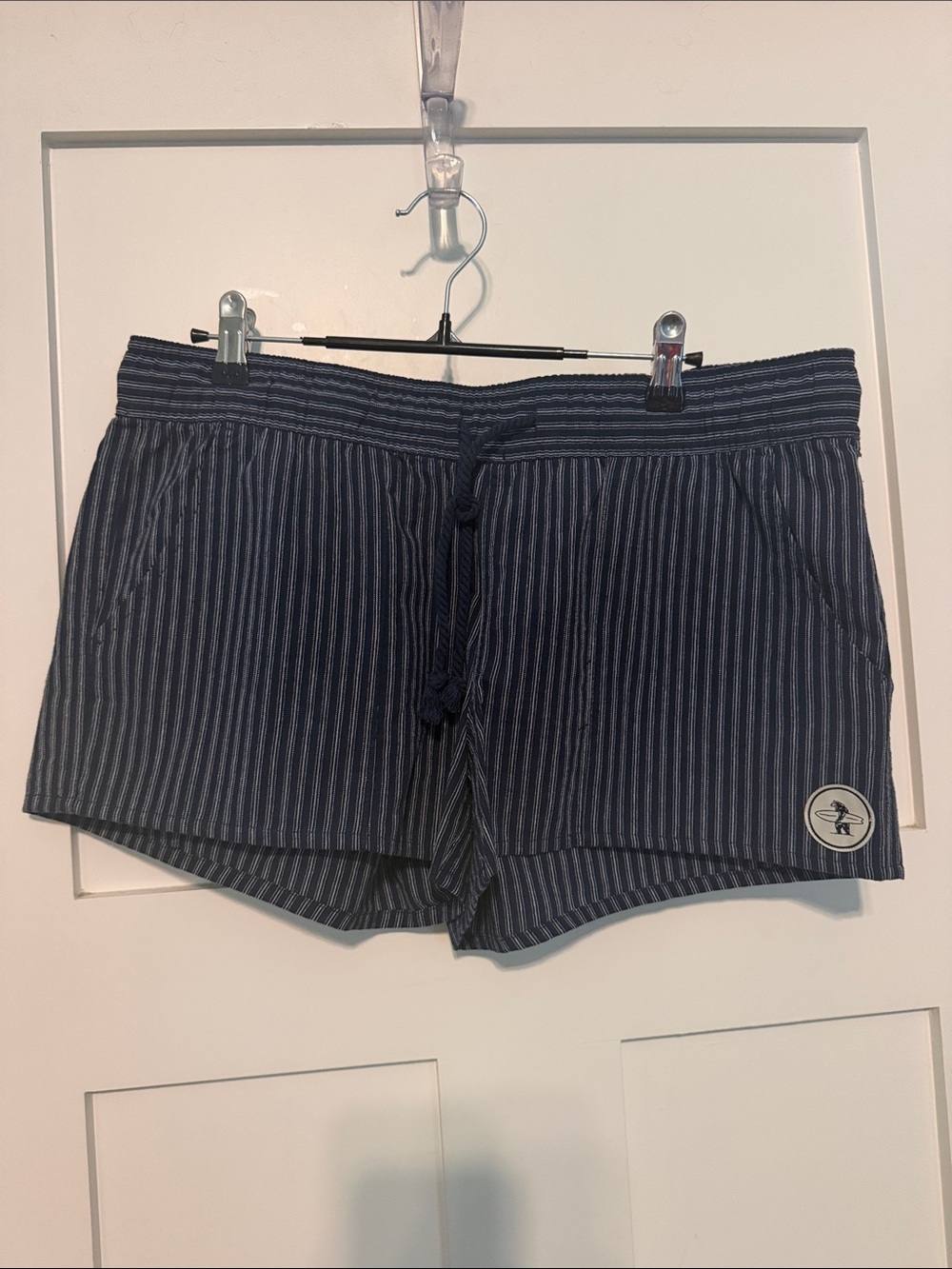 Brutus Bear California Strong 100% Cotton Stripe Navy Boxer Style Women’s Shorts